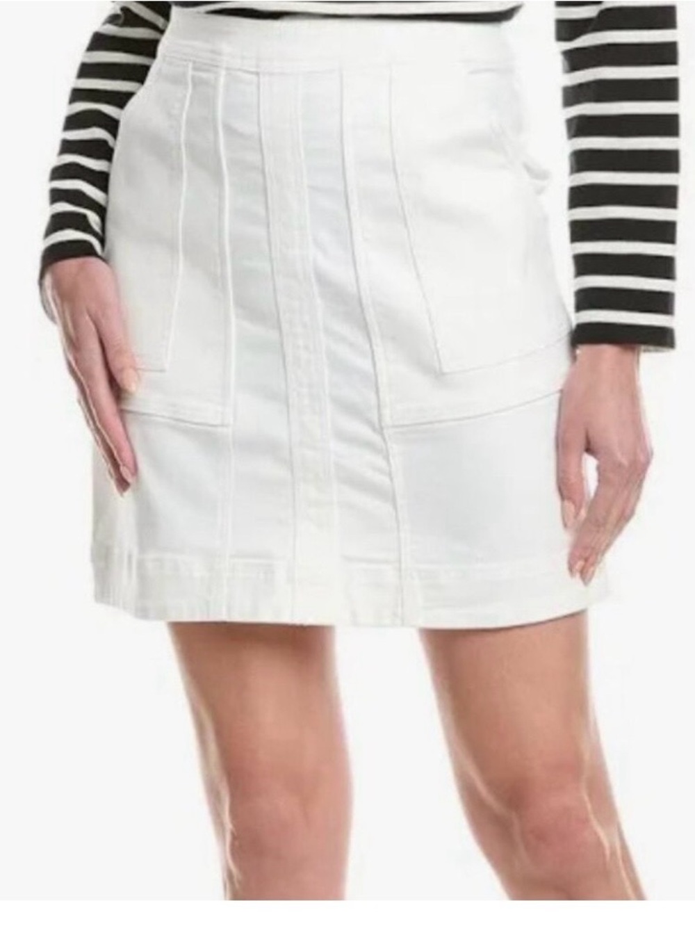 Cabi White Denim A-Line Mini Skirt